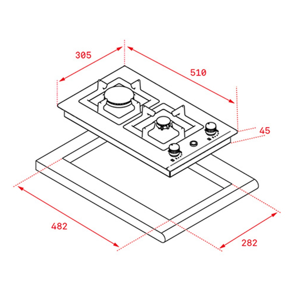 Placa gas Teka 2 quemadores - EFX 30.1 2G AI Inox-2