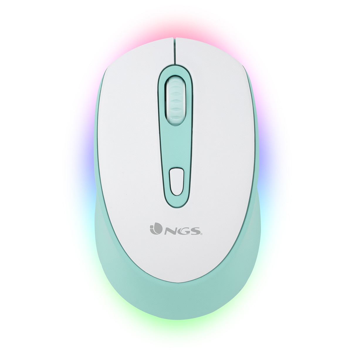 Ratón óptico inalámbrico NGS SMOG MINT-RB Multidispositivo con iluminación LED Verde / Blanco-1