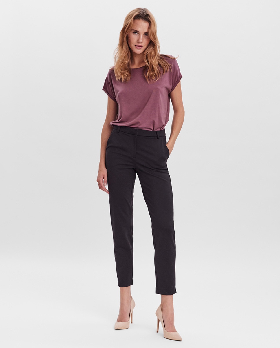 Pantalon droit taille moyenne