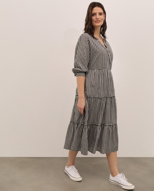 Vestido largo estampado vichy talla grande · Couchel · El Corte Inglés