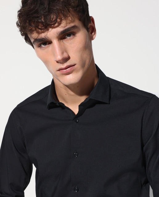 Camisa de vestir de hombre super slim lisa negra · Easy Wear · El Corte  Inglés