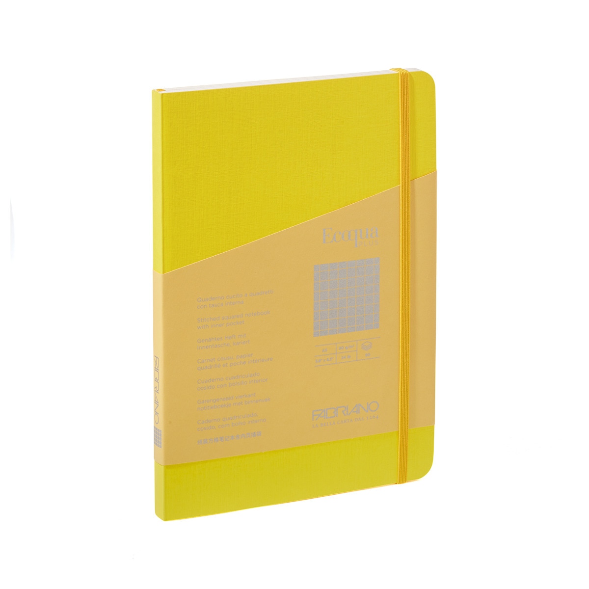 Caderno A5 Gráfico 5MM Cosido Ecoqua Plus - Amarelo Amarelo-1