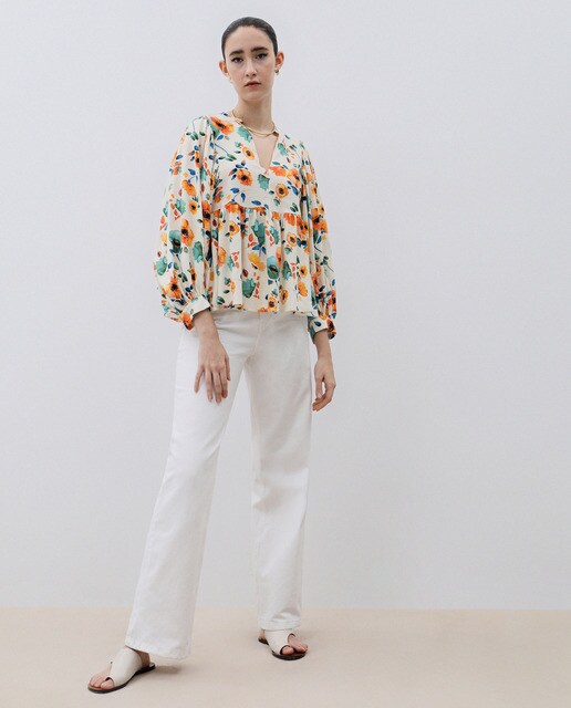 Blusa de mujer con flores y mangas abullonadas · Fórmula Joven · El Corte  Inglés