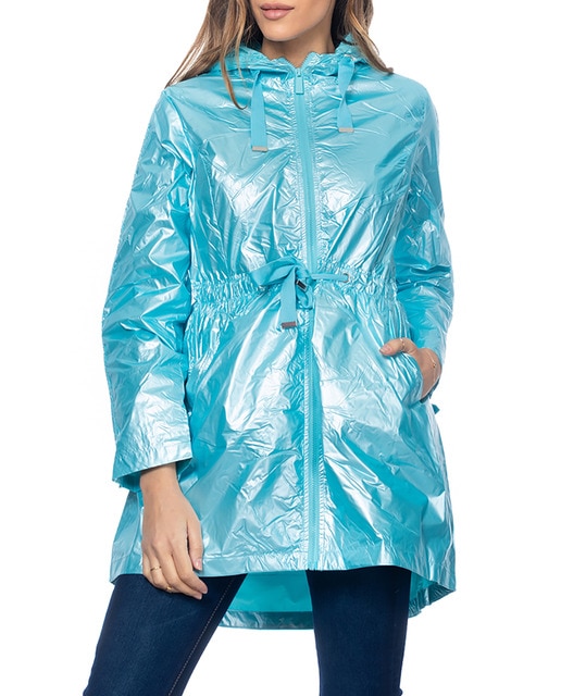 Imagen 0 de Chaqueta cortavientos con capucha turquesa