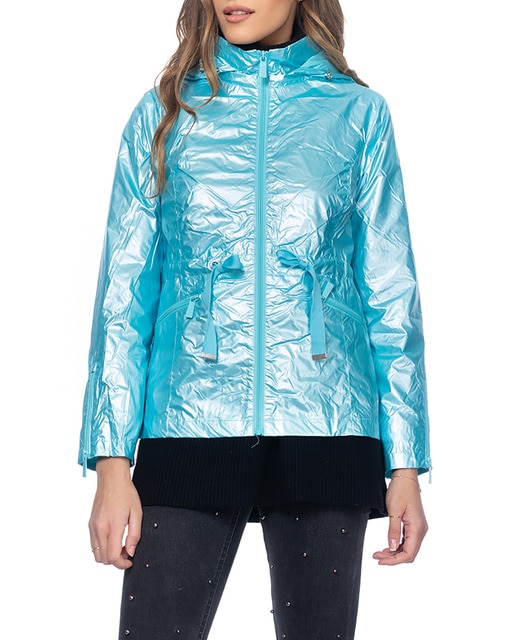 Imagen 0 de Chaqueta cortavientos con capucha turquesa