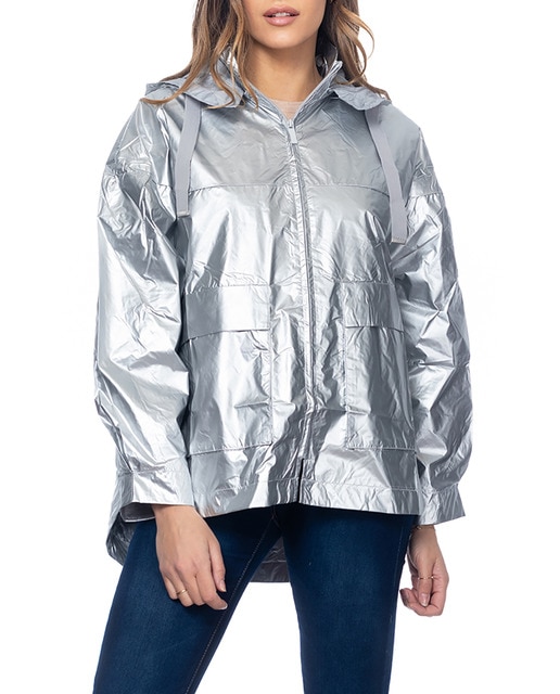 Imagen 0 de Chaqueta cortavientos con capucha plateado