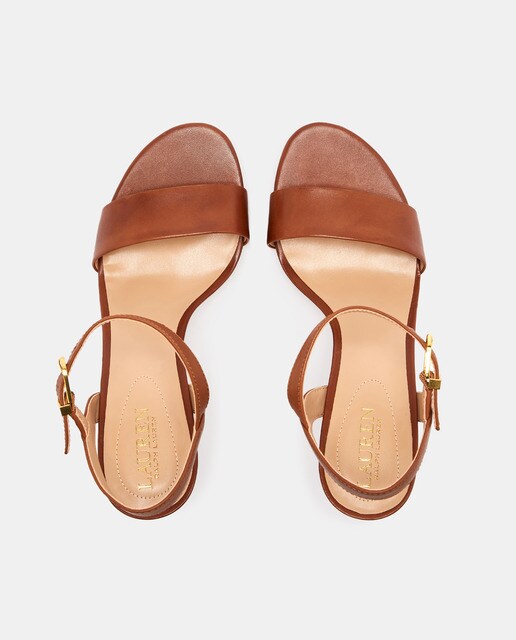Sandalias de tacón de mujer en piel de color marrón · Lauren Ralph Lauren ·  El Corte Inglés