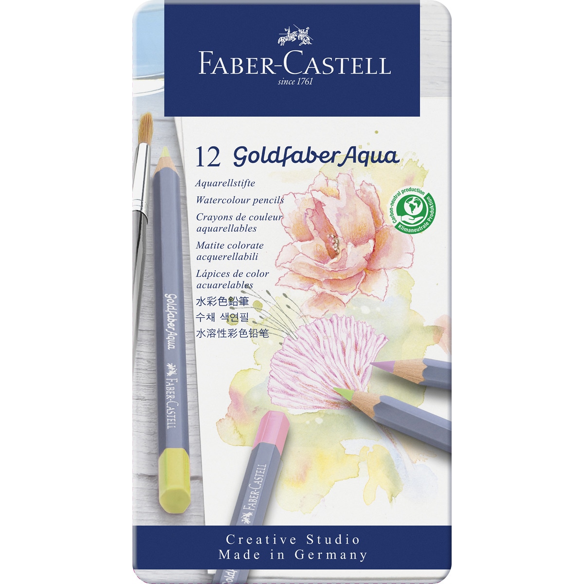 Imagem 0 de Estojo de Metal com 12 Lapiseiras Aguareláveis Tons Pastel Goldfaber Aqua