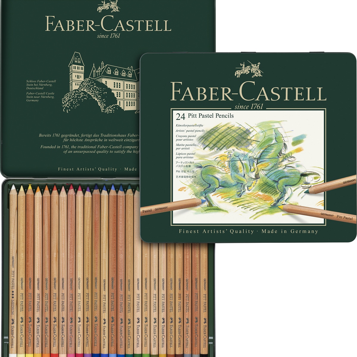 Estojo de Metal com 24 Lápis Pastel Pitt Multicolor-3