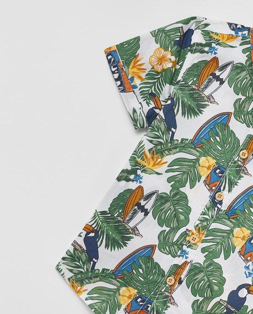Camisa de niño hawaiana y tucanes · Sfera · El Corte Inglés
