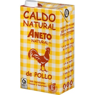 caldo de pollo 100% natural sin gluten y sin lactosa envase 1 l - Aneto