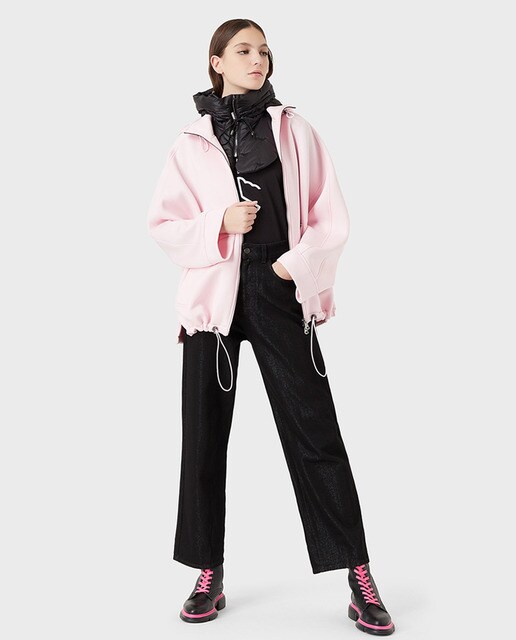 Chaqueta de mujer con capucha en tejido efecto neopreno · Emporio Armani ·  El Corte Inglés