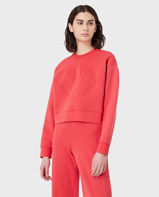Sudadera de mujer corta con logo en relieve · Emporio Armani · El Corte  Inglés