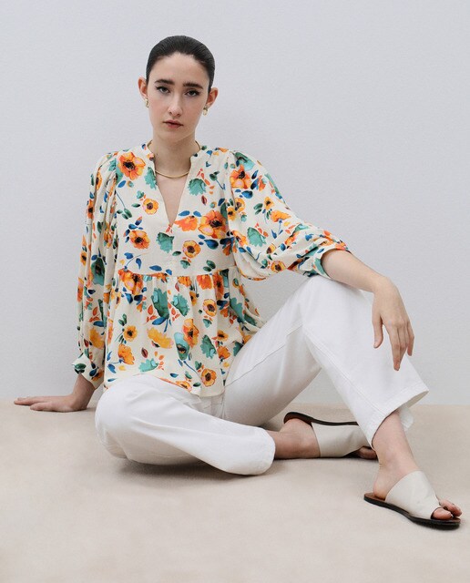 Blusa de mujer con flores y mangas abullonadas · Fórmula Joven · El Corte  Inglés