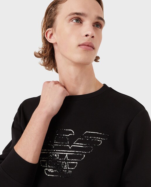 Sudadera de hombre negra cuello redondo · Emporio Armani · El Corte Inglés