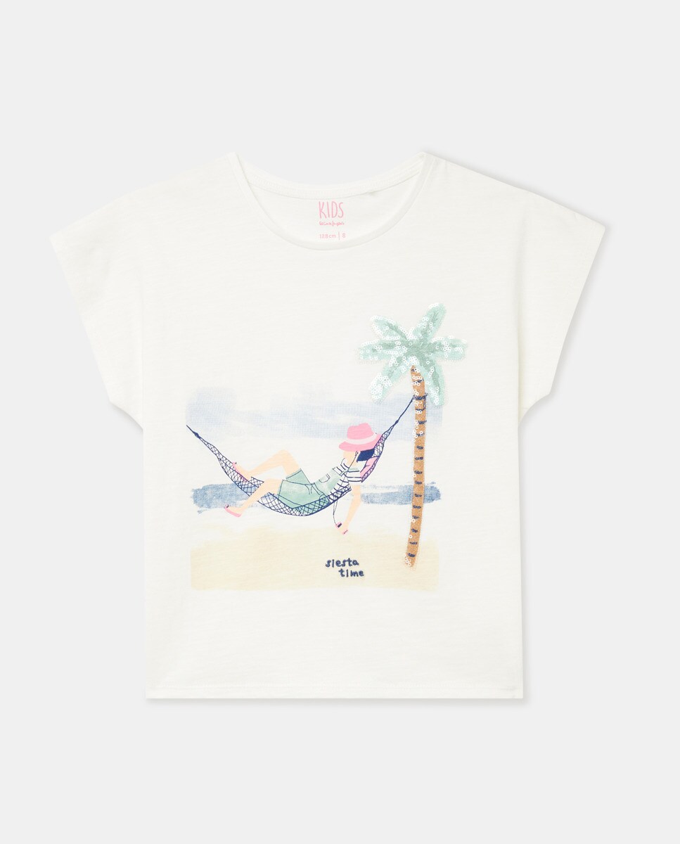 T-shirt de criança com boneca ocean Crema-4