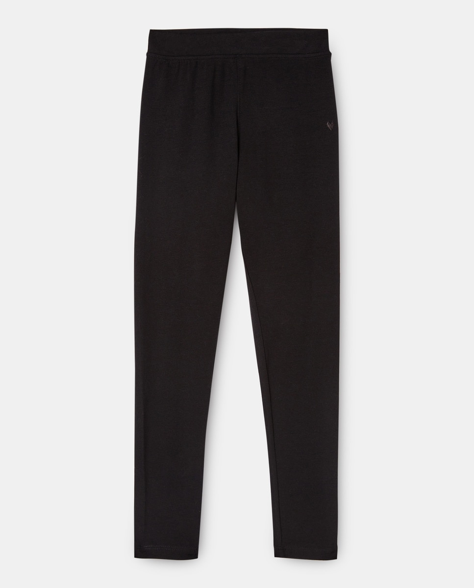 Leggings de criança básicos lisos Negro-1