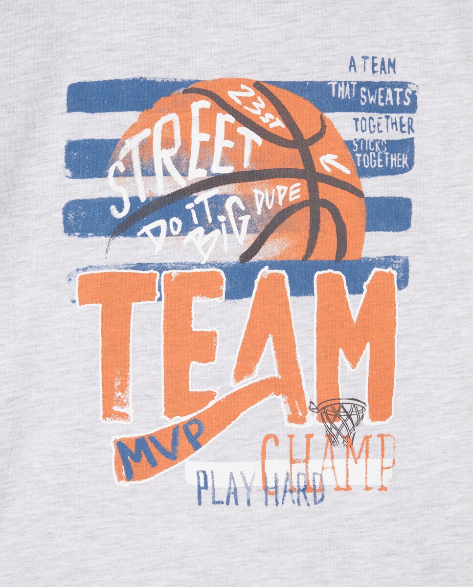 T-shirt cinzenta com estampado Gris-5