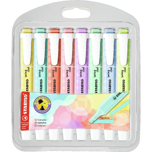 Imagen 0 de Estuche 8 Marcadores Fluorescentes STABILO swing cool Pastel Edition Multicolor