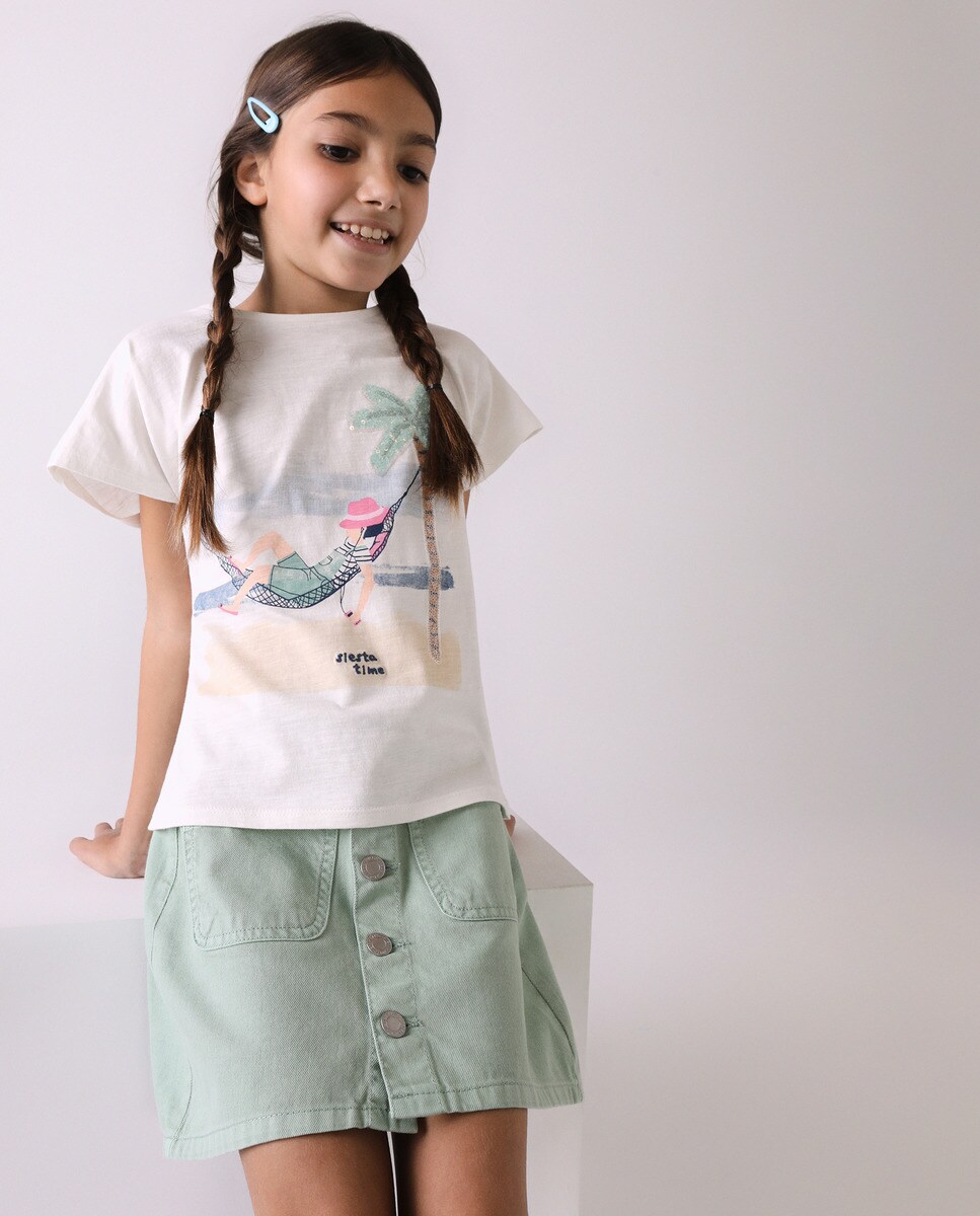 T-shirt de criança com boneca ocean Crema-1