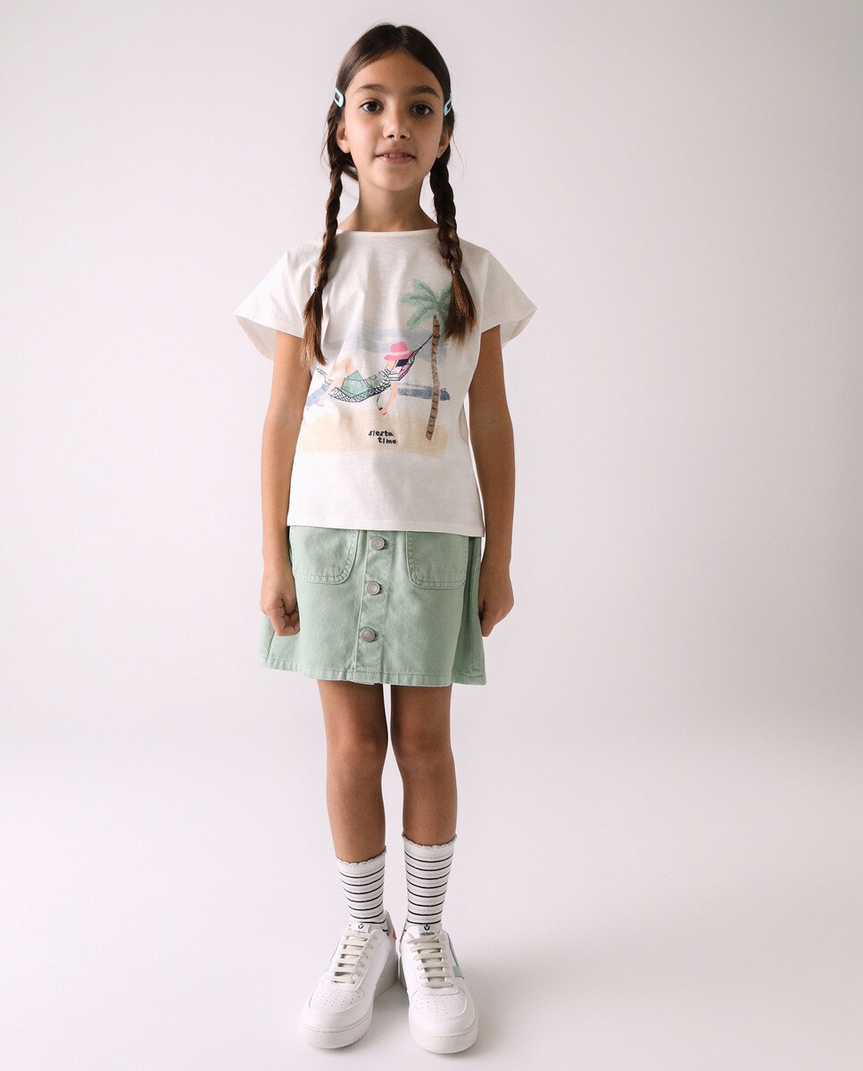 T-shirt de criança com boneca ocean Crema-3