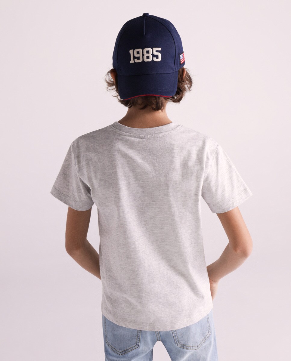 T-shirt cinzenta com estampado Gris-3