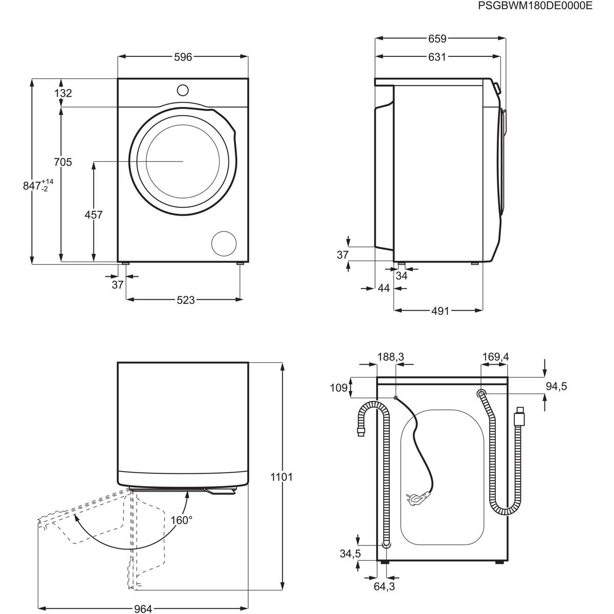 Máquina de Lavar Roupa Electrolux Carga Frontal de 9 Kg e de 1400 rpm - Branco Branco-3