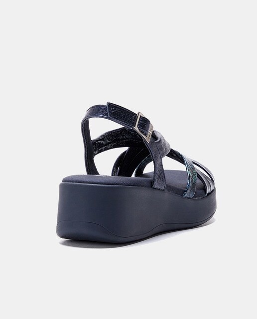 Sandalias de cuña de mujer en piel de color azul marino · 24HRS · El Corte  Inglés