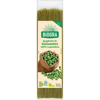spaghetti de guisantes ecológicos 100% legumbres envase 250 g - Biogra