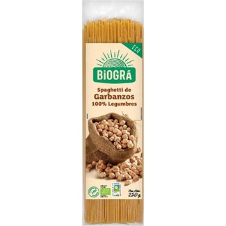 spaguetti de garbanzos ecológicos 100% legumbres envase 250 g - Biogra