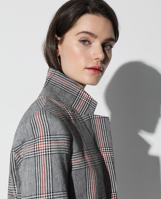 Chaqueta de mujer con solapa tejido de cuadros · Easy Wear · El Corte Inglés