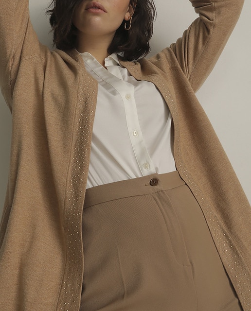 Imagen 0 de Chaqueta de punto de mujer talla grande con strass