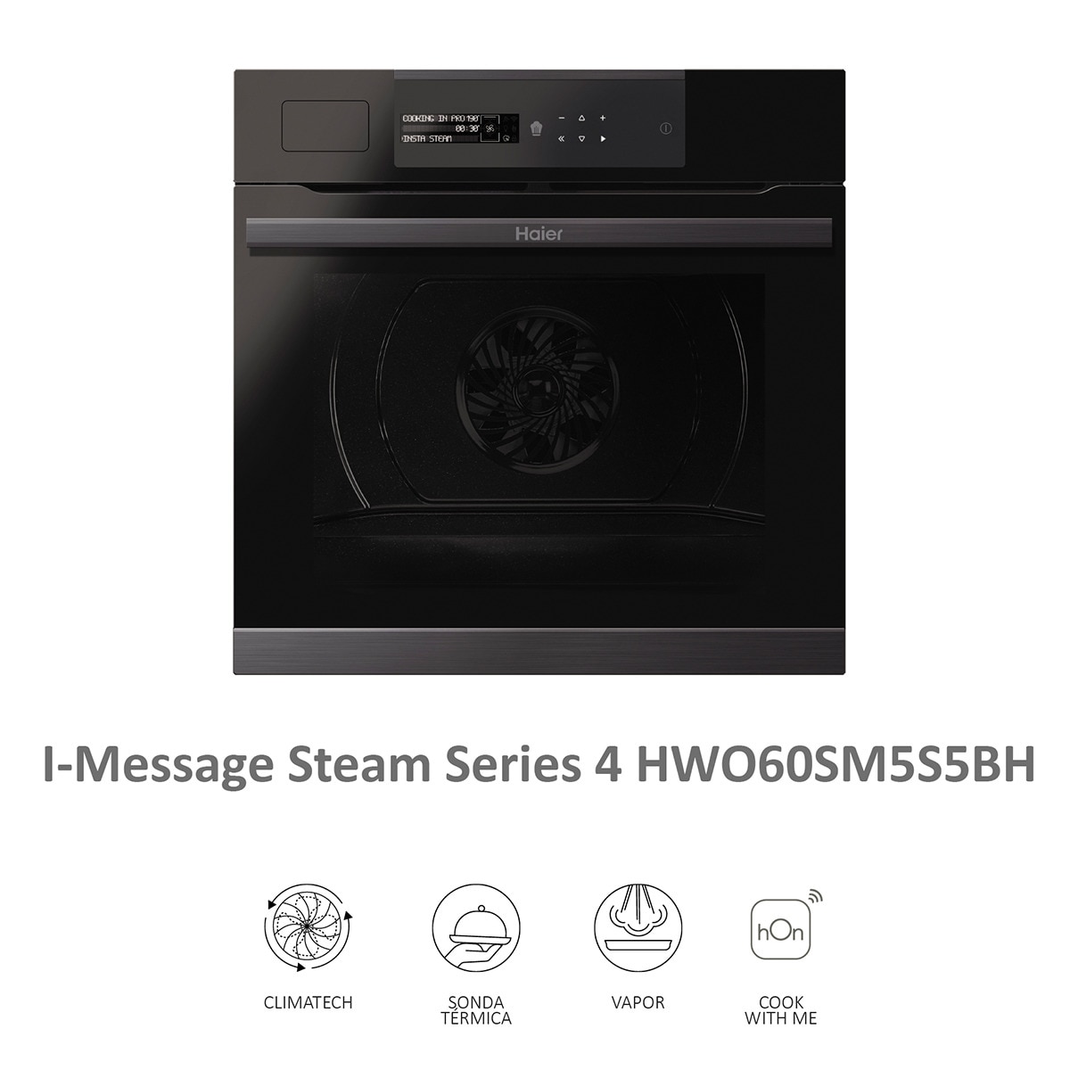 Horno multifunción Haier WIFI con función vapor i-Message Steam Series 4- HWO60SM5S5BH Negro-3