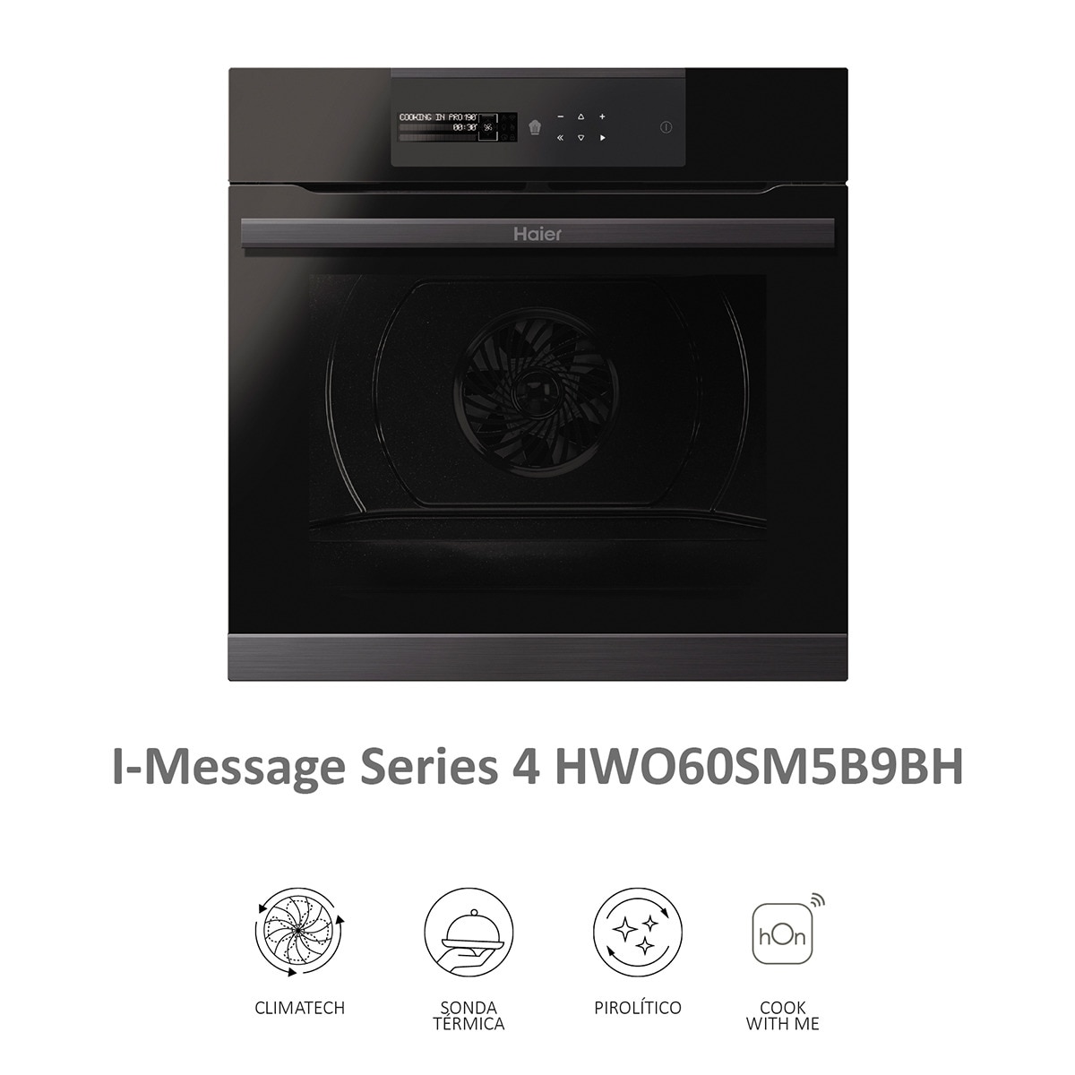 Horno multifunción Haier I-Message Series 4 HWO60SM5B9BH WIFI pirolítico ·  El Corte Inglés