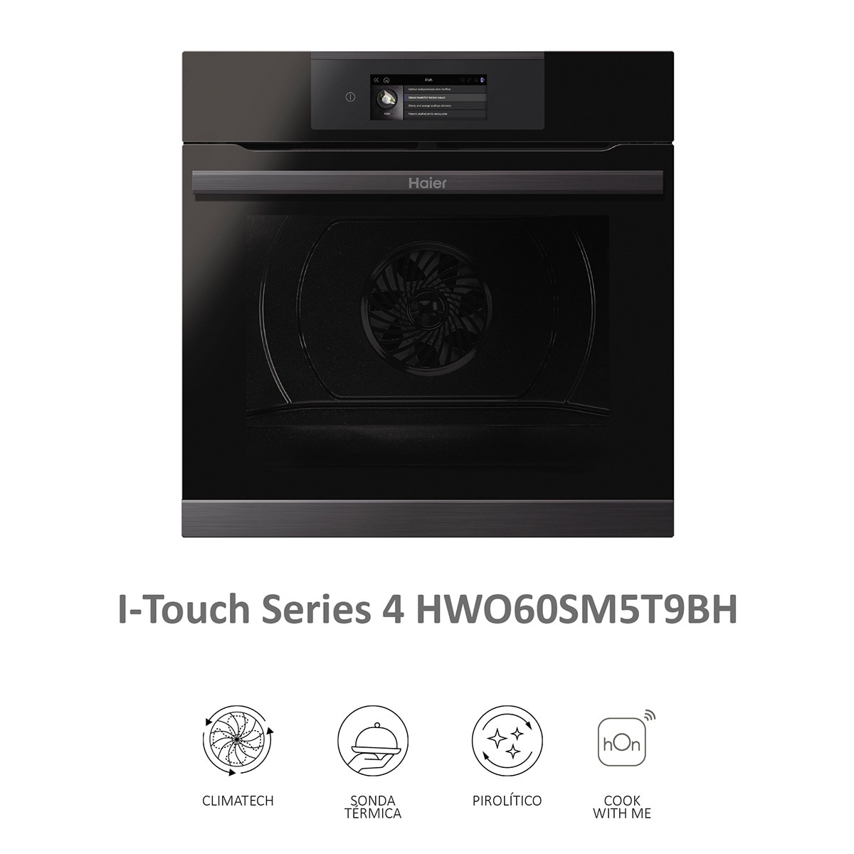 Horno multifunción Haier pirolítico, Wifi I-Touch Series 4- HWO60SM5T9BH Negro-3