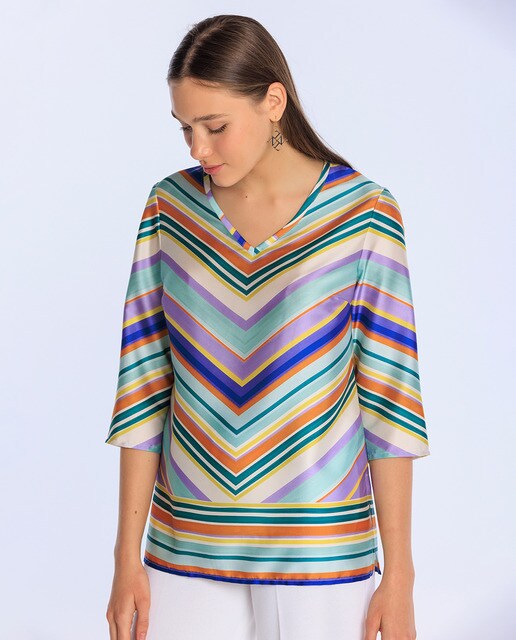 Blusa de mujer estampada rayas manga francesa · Naulover · El Corte Inglés