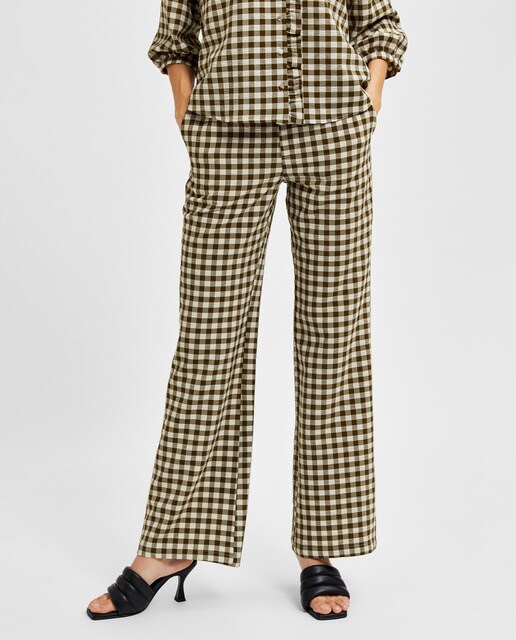 Pantalones de mujer vichy acampanados · Selected Femme · El Corte Inglés