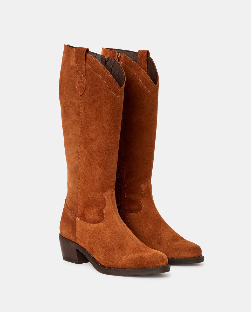 Botas de mujer tipo cowboy en serraje marrón con cremallera · LT · El Corte  Inglés