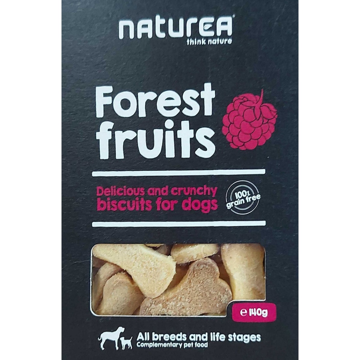 Snacks Dog Biscuits Forest Fruits embalagem 140 g