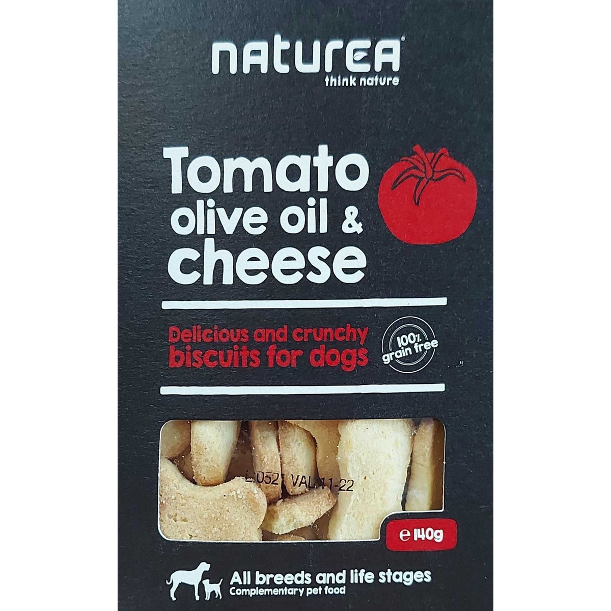 Snack Dog Biscuits Tomate, Olive Oil e Cheese embalagem 140 g