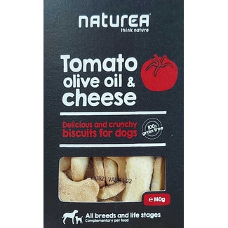 Snack Dog Biscuits Tomate, Olive Oil e Cheese embalagem 140 g - Naturea