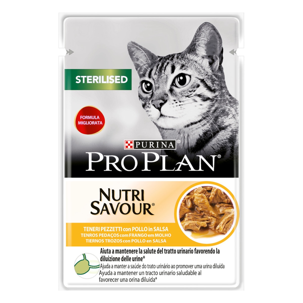 NutriSavour Comida Húmida para Gato Adulto Esterilizado com Frango em Molho embalagem 85 g