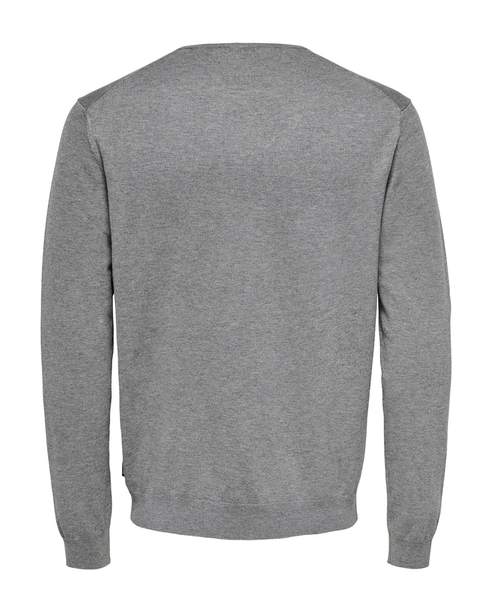 Camisola de malha de homem com decote redondo Cinzento-7