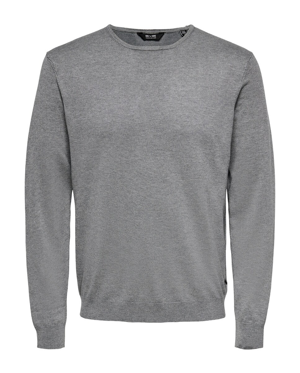Camisola de malha de homem com decote redondo Cinzento-6