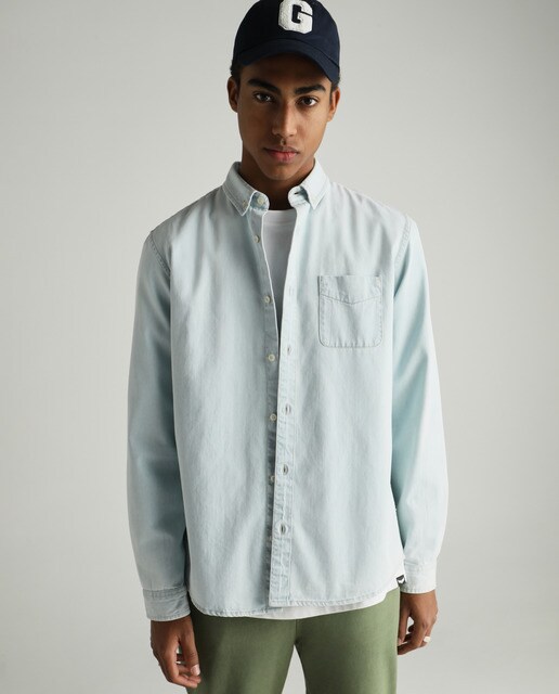 Camisa vaquera de hombre regular lisa azul · Green Coast · El Corte Inglés