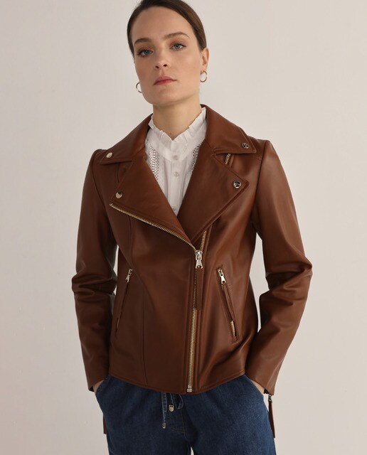 Cazadora biker de mujer piel · Woman El Corte Inglés · El Corte Inglés