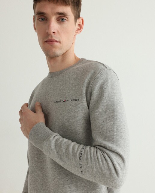 Sudadera de hombre de cuello redondo en gris con logo · Tommy Hilfiger · El  Corte Inglés