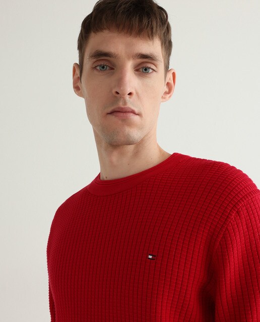 Jersey de hombre de color rojo con cuello redondo · Tommy Hilfiger · El Corte  Inglés