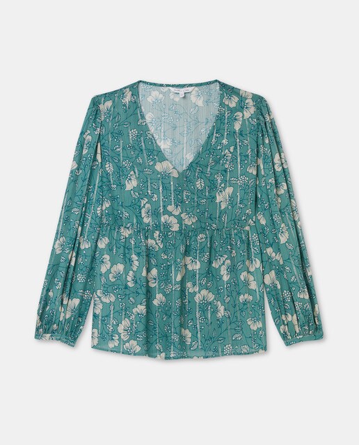 Blusa de mujer manga larga cuello pico · Southern Cotton · El Corte Inglés