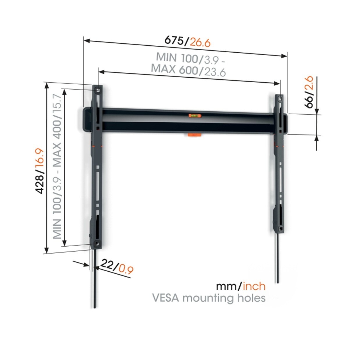 Suporte de Parede Fixo Vogel's TVM 3605 para TV de 40" a 100" até 75 kg Preto-7